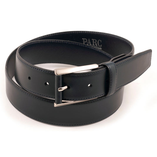 Navy Stitched Leather Belt