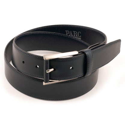 Navy Stitched Leather Belt